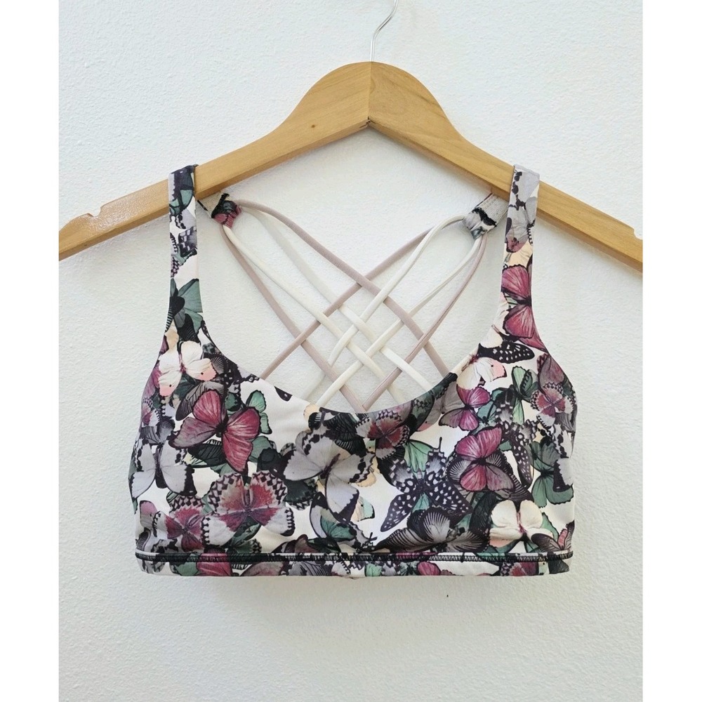 Lululemon Free To Be Wild Bra Women's Size 6 Butterfly Angel Wings Multi